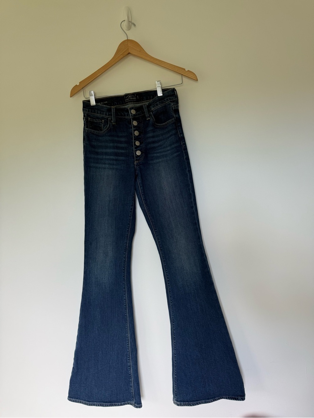 Lucky Brand Women's Dark Blue Button-Front Flare Jeans
